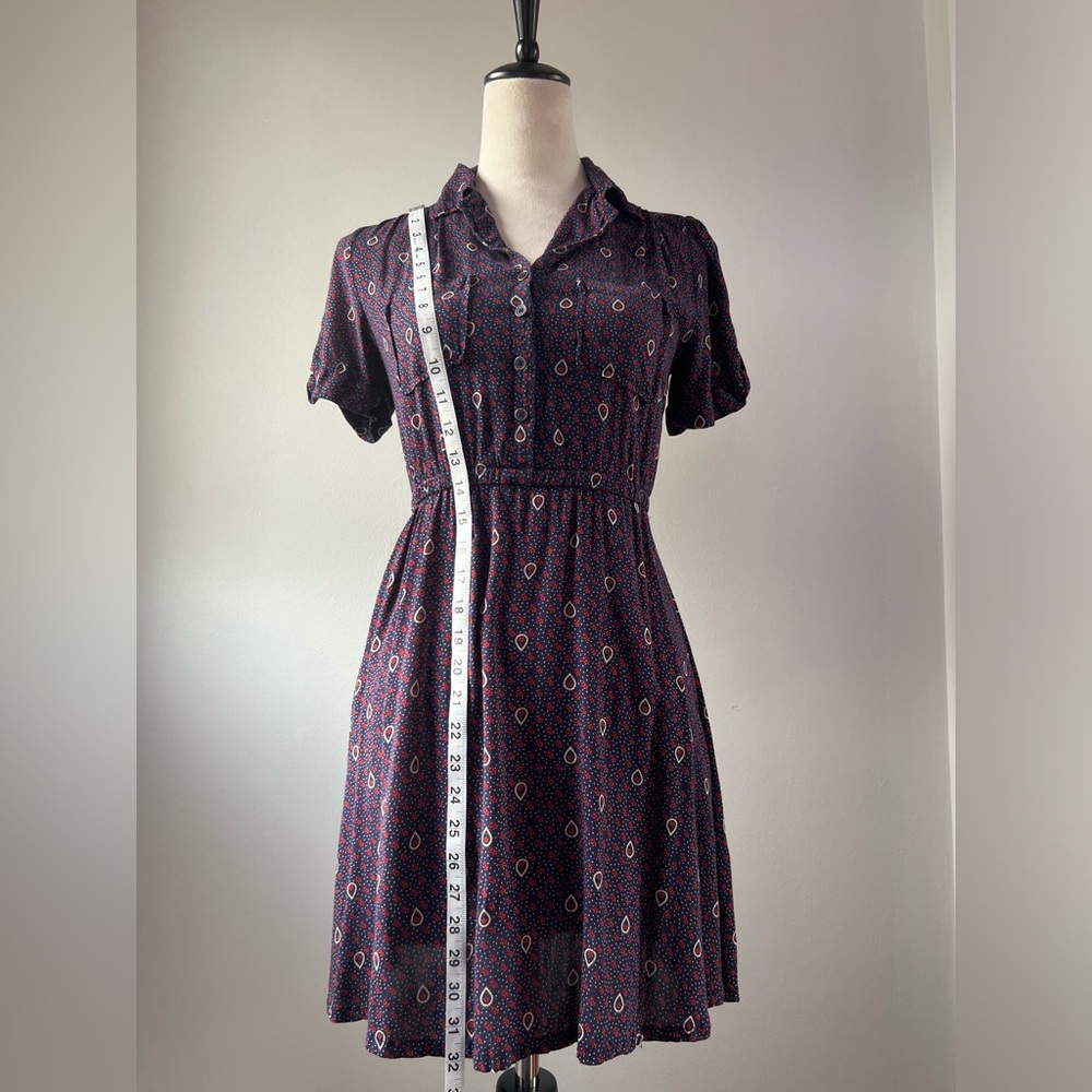 Forever 21 Mini Dress Navy Blue with Bright Red Designs - Picture 4 of 6